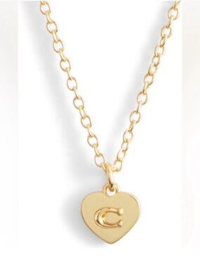Coach Gold Heart Pendant Necklace with 'C' Initial - Gold